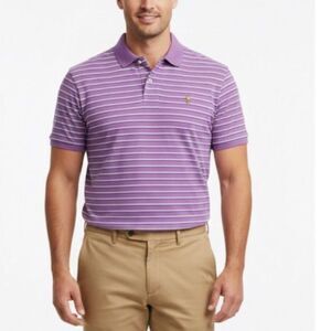 Polo Ralph Lauren Medium Purple White Navy Striped Class SS Polo Shirt Size XXL